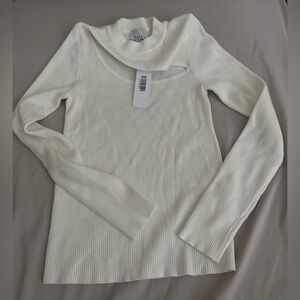 Olia Cream Ribbed Long Sleeve Top